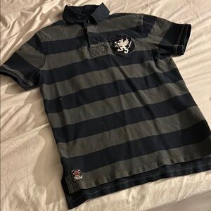 Ralph Lauren Black and Gray Striped Polo Shirt